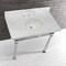 Kingston Brass KVPB36MOQ1 36-Inch Carrara Marble Console Sink, Marble White/Polished Chrome KVPB36MOQ1 - alternate 4